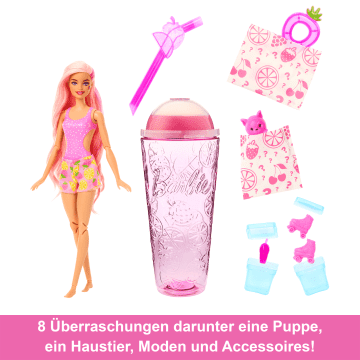 Barbie Pop Reveal Fruit Serie Erdbeerlimonade Puppe, 8 Überraschungen, Inklusive Haustier, Schleim, Duft Und Farbwechsel - Image 3 of 6