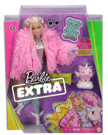 Barbie Extra Puppe (Blond) Mit Flauschiger Rosa Jacke - Bild 7 von 7