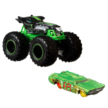 Hot Wheels Monstertrucks, Schaal 1:64, 2-Pack Met Speelgoedvoertuigen, 1 Gegoten Truck En 1 Auto - Imagen 4 de 12