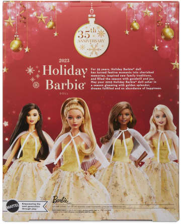 Barbie Magia Delle Feste 2023, Bambola, Regalo Per Collezionisti Per Le Feste, Abito Dorato E Capelli Castano Chiaro - Image 6 of 6