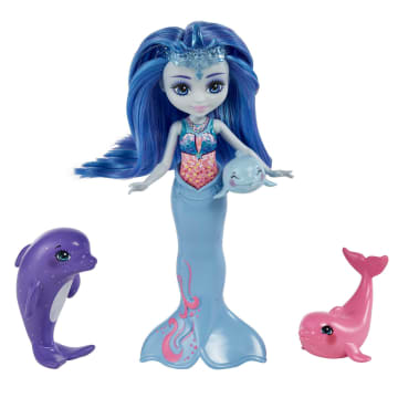 Royal Enchantimals Ocean Kingdom Muñeca Dorinda Dolphin con familia de mascotas delfines de juguete - Image 1 of 6