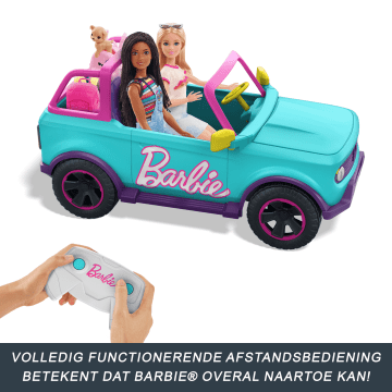 Hot Wheels Barbie Suv, Met Afstandsbediening En Stickers, Speelgoedauto Op Batterijen, Ruimte Voor 2 Barbie Poppen - Imagen 2 de 4