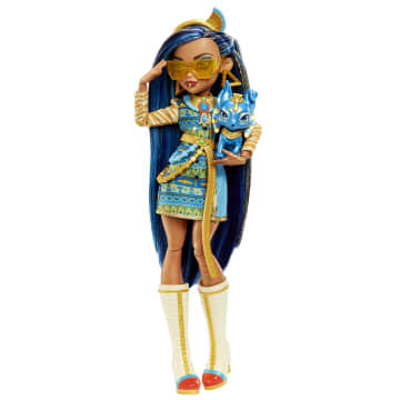 Monster High Cleo De Nile Doll with Pet Dog, Blue Streaked Hair