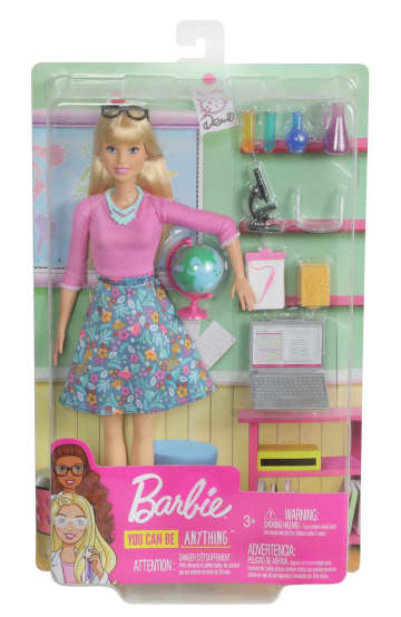 Muñeca Barbie Maestra Rubia Con Diez Accesorios De Maestra, Como Una Bola Del Mundo Y Un Portátil Que Se Abre Y Se Cierra - Imagen 5 de 8