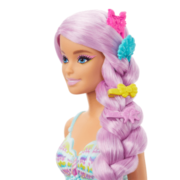 Barbie Zeemeerminpop Met Fantasiehaar Van 18 Cm En Accessoires Voor Stijlplezier - Image 3 of 6