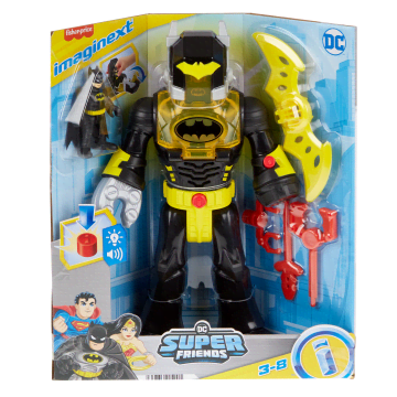 Imaginext Dc Super Friends Batman Insider E Il Bat Bot, Robot Nero Con Luci E Suoni, 6 Pezzi
