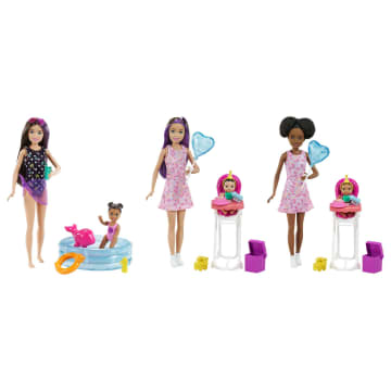 Barbie Speelsets met oppas Skipper-pop, babypop, meubeltjes en accessoires die passen bij het thema - Image 3 of 6