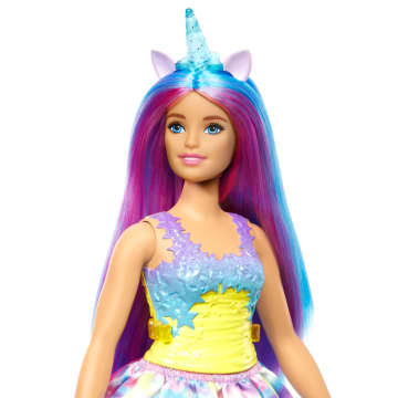 Barbie Unicornio Pelo y cuerno azul