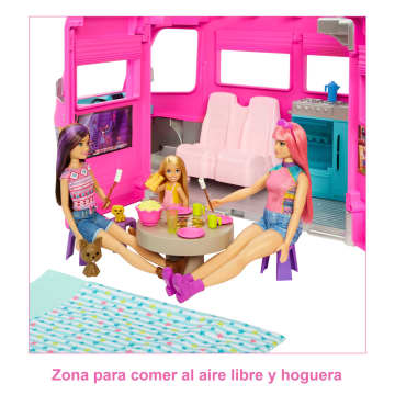Barbie Supercaravana Dreamcamper 2022 Coche para muñecas con tobogán y accesorios de juguete - Image 4 of 6