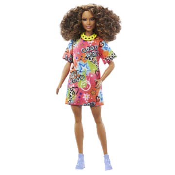Barbie Barbie Fashionistas Muñeca castaña con vestido de grafiti - Imagen 4 de 6