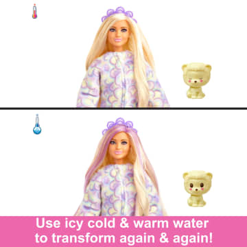 Barbie Cutie Reveal Doll & Accessories, Cozy Cute Tees Lion, “Hope” Tee, Purple-Streaked Blonde Hair, Brown Eyes