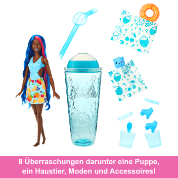 Barbie Pop Reveal Fruit Serie Fruchtpunsch Puppe, 8 Überraschungen, Inklusive Haustier, Schleim, Duft Und Farbwechsel