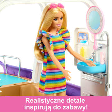 Barbie Wymarzona łódka Dream Boat Zestaw z łódką, basenem, zjeżdżalnią i akcesoriami