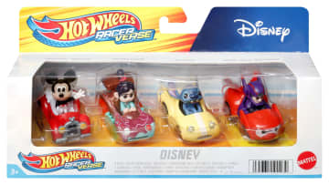 Hot Wheels Racerverse Conjunto De Cuatro Coches Metálicos De Hot Wheels Con Personajes De Disney Como Pilotos