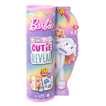 Barbie Cutie Reveal Cozy Cute Serie Puppe und Accessoires, Lämmchen in Dream“ T-Shirt, blonde Haare mit pinken Strähnen und blaue Augen