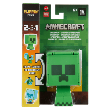 Minecraft Figura De Acción 2 En 1 Surtida Flippin Figs Creeper Y Creeper Cargado