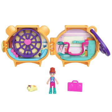 Polly Pocket Pet Connects Cofanetto Animale Impilabile, A Forma Di Animale, 2 Cuccioli (Uno Con Un Ciuffetto Di Pelo) E Pettine