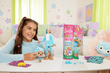 Barbie Cutie Reveal Kostüm Temalı Seri; Bebek Ve 10 Sürpriz Aksesuar, Yunus Kostümlü Ayıcık