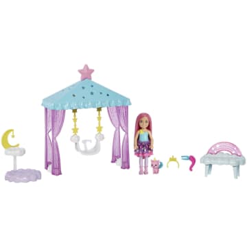 Barbie Dreamtopia Chelsea Small Doll And Accessories, Playset With Canopy Swing, Kitten And More