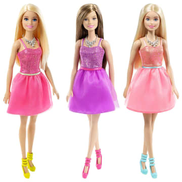 Barbie muñeca Glam con vestido de un solo hombro y volantes