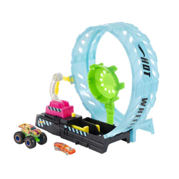 Hot Wheels Monster Trucks Conjunto Epic Loop Challenge Glow-In-The Dark - Imagen 1 de 6