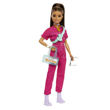 Barbie Doll in Trendy Pink Jumpsuit with Accessories and Pet Puppy - Image 1 of 6