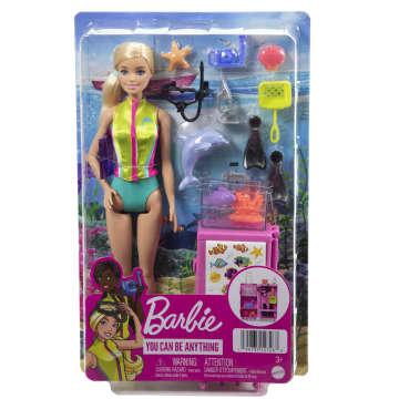 Barbie - Coffret Barbie Plongeuse - Poupée Blonde - Coffret Poupée Mannequin - 3 Ans Et +