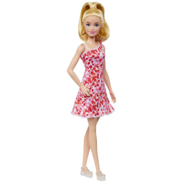 Barbie Fashionista Vestido Rosa Flores - Imagen 1 de 6