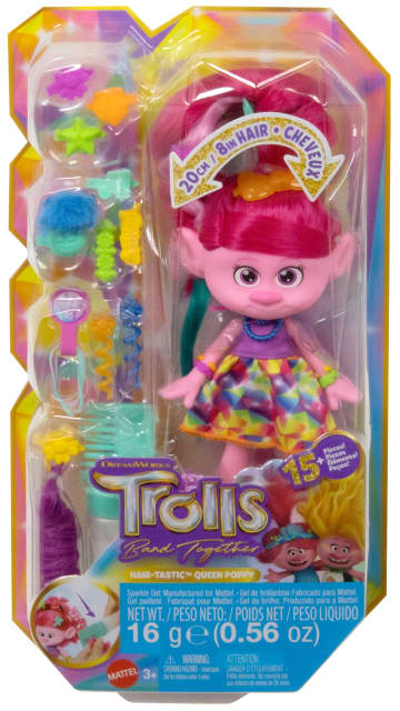 Dreamworks – Les Trolls 3 – Strass Et Paillettes – Poupée Reine Poppy - Imagen 6 de 6