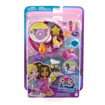 Polly Pocket Avontuur in de Fonkelgrot, compacte speelset Eenhoornzwemband met 2 micropoppen en 12 accessoires - Imagen 6 de 6