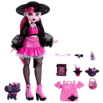 Monster High Draculaura, Modepop Met Dierenvriendje Graaf Fabulous En Accessoires - Bild 5 von 6