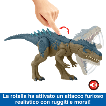 Jurassic World Furia Spietata Allosauro, Dinosauro Giocattolo Con Mossa D'Attacco E Suoni