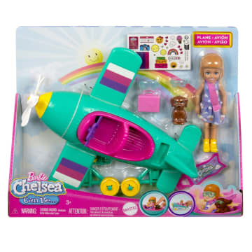 Barbie Chelsea Beroepenpop, Speelset Met Pop En Vliegtuig, 2-Persoons Vliegtuig Met Draaiende Propeller En 7 Accessoires - Image 6 of 6