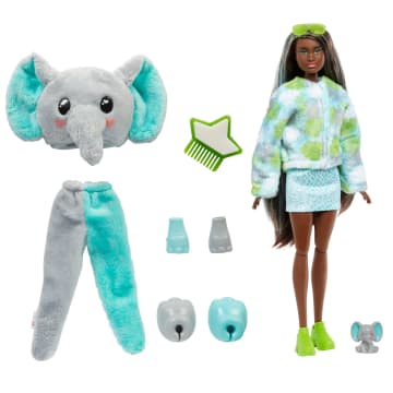 Barbie Dolls and Accessories, Cutie Reveal Doll, Jungle Series Elephant