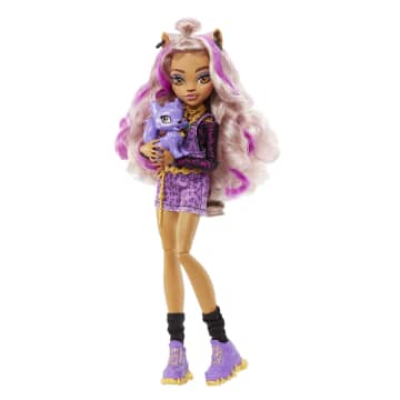 Monster High Clawdeen Wolf Doll with Pet Dog, Purple Streaked Hair