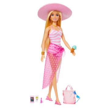 Muñeca Barbie Rubia Con Bañador Y Accesorios Playeros - Imagen 1 de 6