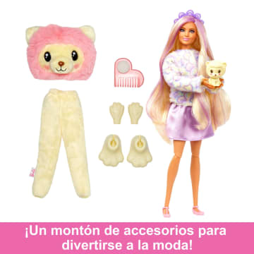 Muñeca Barbie Cutie Reveal de la serie Cozy Cute Tees con disfraz de león y accesorios - Image 5 of 6