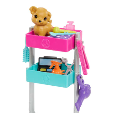 Barbie “Malibu” Stylist Doll & 14 Accessories Playset, Hair & Makeup Theme with Puppy & Styling Cart - Image 4 of 6