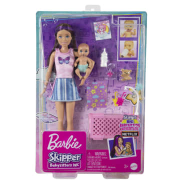 Barbie Opiekunka Zestaw Usypianie maluszka + Lalka Skipper i bobas