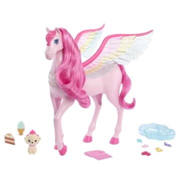 Rosafarbener Barbie-Pegasus Mit Hündchen, Geflügeltes Spielzeugpferd, Barbie A Touch Of Magic - Image 1 of 6