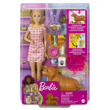 Barbie Bambola e Cuccioli con Accessori – Vestito Rosa