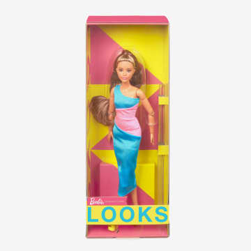 Barbie Looks 15 - Poupée Brune Avec Robe Midi Unie Color Block