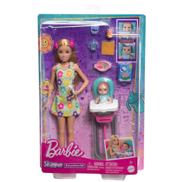 Barbie Skipper Babysitters Inc Speelset, Inclusief Pop, Baby En Maaltijdaccessoires, 10-Delige Set - Image 6 of 6