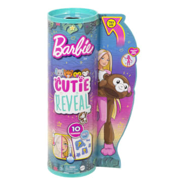 Barbie - Poupée Cutie Reveal Série Jungle Avec Singe - Poupée Mannequin - 3 Ans Et +