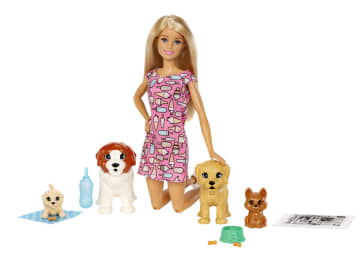 Набор Barbie Семья кукла+щенки с аксессуарами