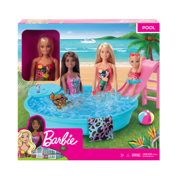Barbie - Poupée Barbie Blonde Et Sa Piscine - Poupée Mannequin - 3 Ans Et +