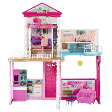 Barbie Haus Mit 3 Puppen, Möbeln Und Accessoires