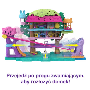 Polly Pocket Przygody zwierzątek – Domek na drzewie Zestaw i ponad 15 akcesoriów (w tym 2 lalki), dla dzieci od 4 roku życia