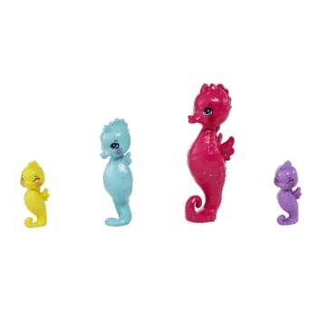 Royal Enchantimals Ocean Kingdom Muñeca Sedda Sea Horse con familia de mascotas caballitos de mar de juguete