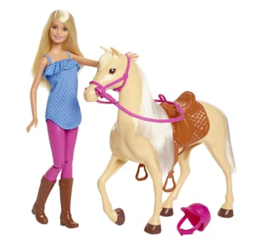 Barbie - Cheval & Poupée Blonde - Coffret Poupée Mannequin - 3 Ans Et + - Imagen 1 de 7